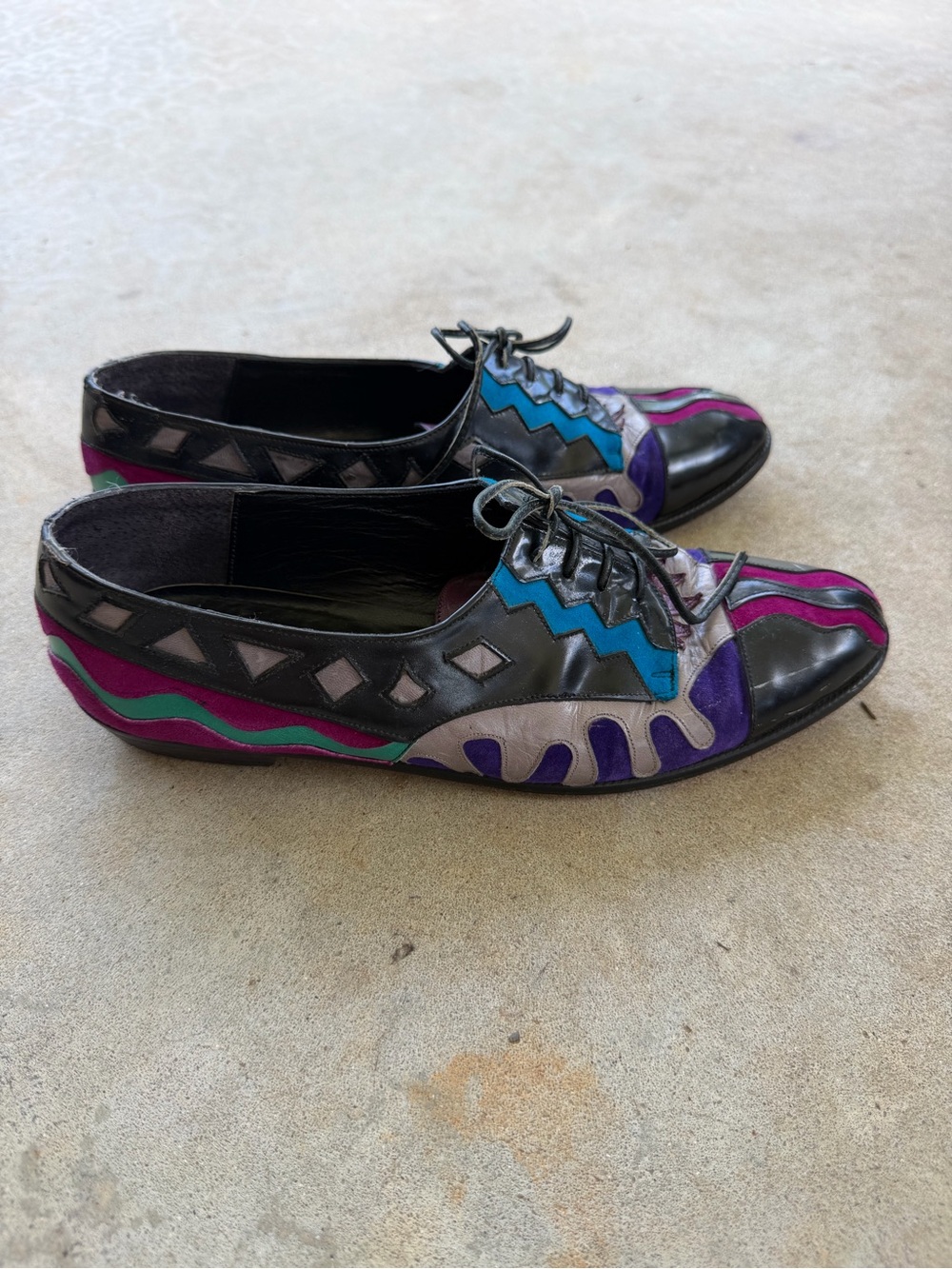 Beverly Feldman Vintage Leather Colorful Patchwork Oxford Shoes Women’s 9.5 - Picture 2 of 15